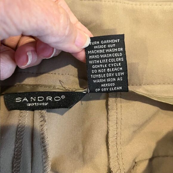 Sandro Sportswear Wide Leg Cropped Tummy Control Beige Pants Trousers Size 8 - Picture 11 of 13